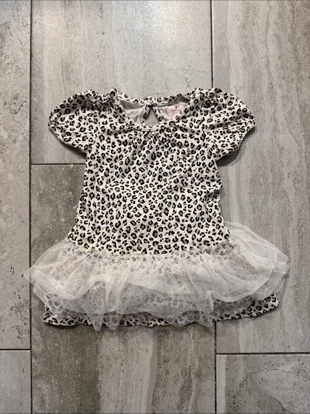 Place Girls' Leopard Print Tutu Dress - White, Black, Brown